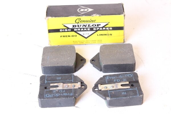 Bremsbelag-Satz Dunlop vorne (nur Dunlop-Bremse) Giulia 1. Serie,Spider Rundheck, GT bis BJ, 67 NOS Original
