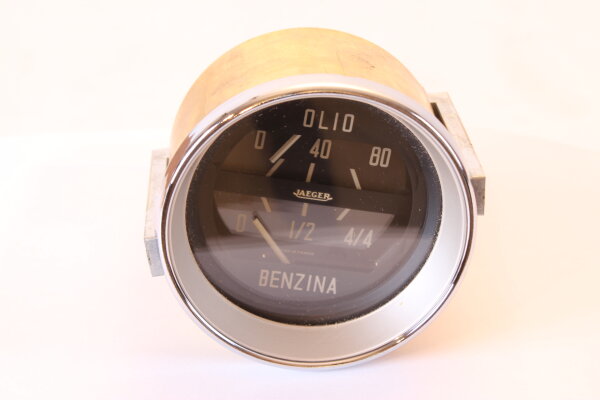Tankuhr/Öldruck-Manometer Alfa Bertone Kantenhaube NOS- Original (Haarrisse im Messinggehäuse)