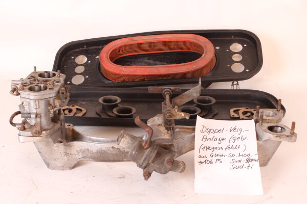 Doppelvergaseranlage Ansaugbrücke und Filterkasten aber ohne Vergaser Alfasud Sprint+Ti (Sondermodell 106 PS) Achtung keine Vergaser dabei!!!!GEBRAUCHT